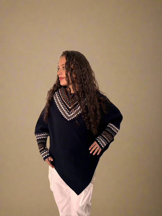 Inti Ñawi – Dark Blue Premium Poncho