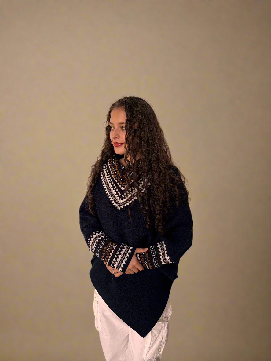 Inti Ñawi – Dark Blue Premium Poncho