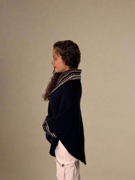 Inti Ñawi – Poncho Premium Bleu Foncé
